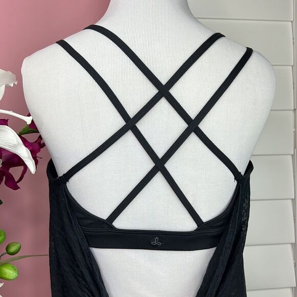 PrAna Women's Black Criss Cross Strappy Back Bra Tank Top - Picture 3 of 10
